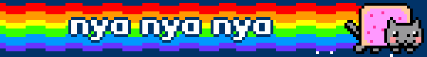Text says nya nya nya with a nyan cat making a pride flag trail